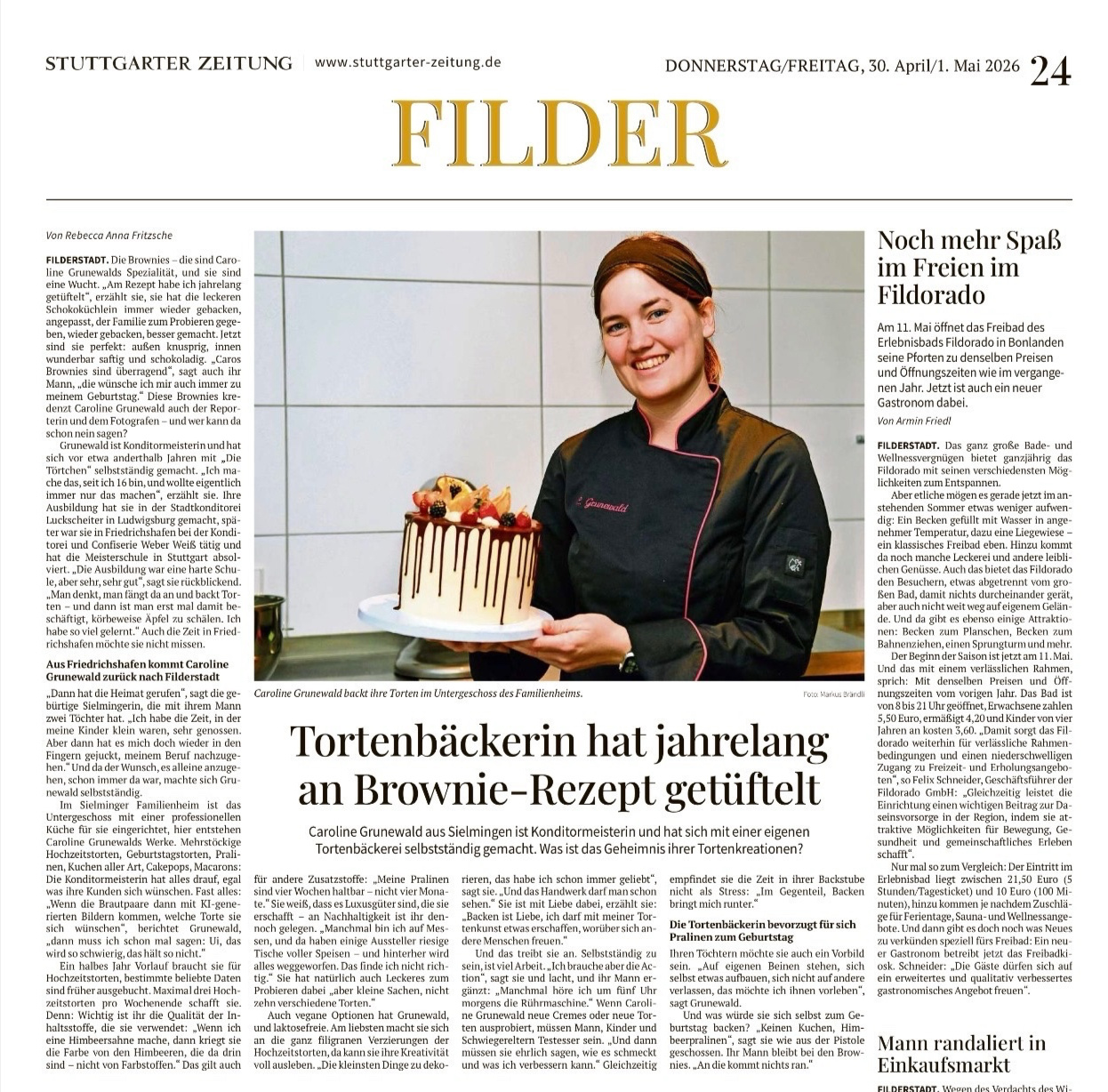 Artikel in der Stuttgarter Zeitung Die Törtchen